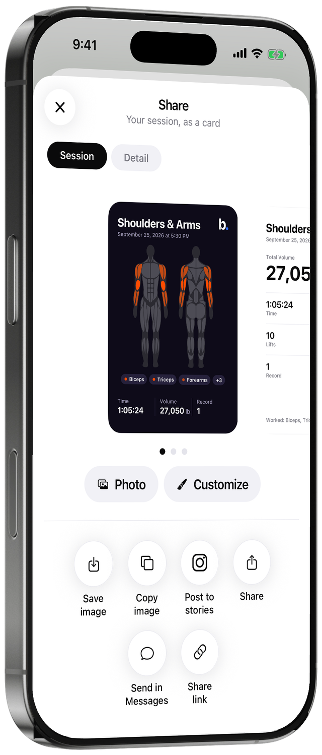 Sharing a lifting session from Base as a card